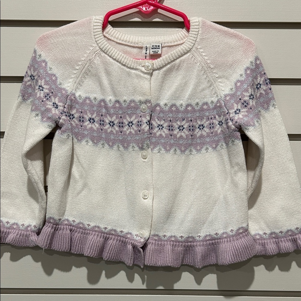 Janie and Jack Cream and Purple Knit Sweater